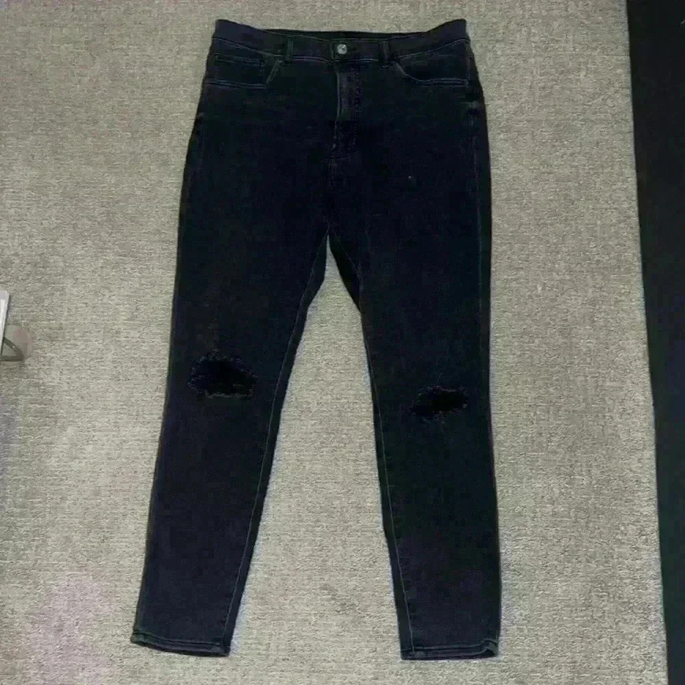 Express skinny high rise 4 way hyper stretch gray washed ripped jeans